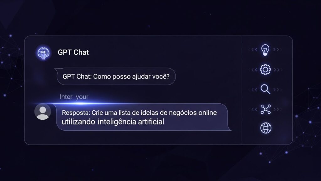 Interface de chat de inteligência artificial respondendo comandos