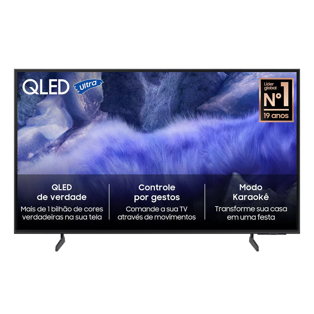 Samsung Vision AI TV 55" QLED QEF1 2025 frontal com interface Tizen