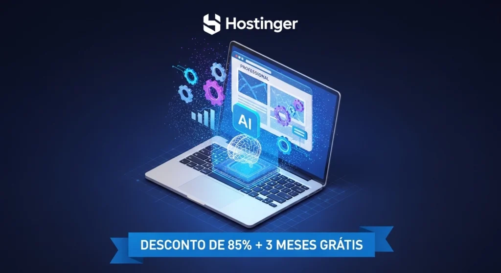 Capa do guia sobre o Criador de Sites de IA Hostinger com oferta de 85% de desconto.