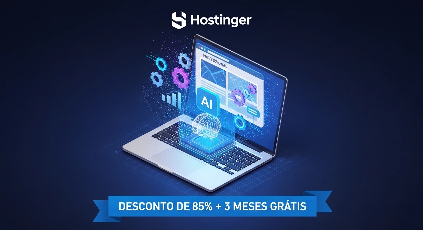 Capa do guia sobre o Criador de Sites de IA Hostinger com oferta de 85% de desconto.