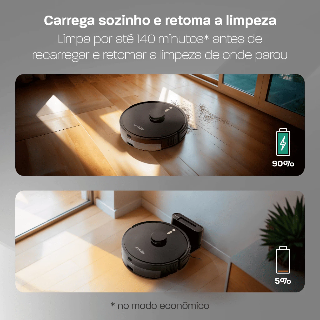 Robô Aspirador Velds 3 em 1 RALW-C passando pano no modo Y