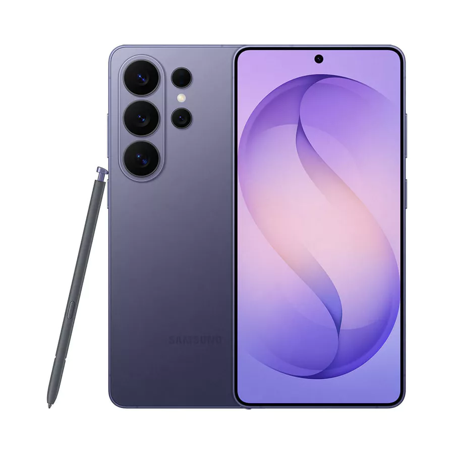 Smartphone Samsung Galaxy S26 Ultra na cor branca mostrando o design premium